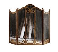 WOTZOV Fireplace Screens Fireplace Screen Metal Old Partition Fence Living Room Home Fireplace Decoration Guardrail Spark Protective Cover Tri-fold Belt Net Fireplace
