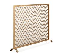 WOTZOV Fireplace Screens Old Wrought Iron Fireplace Screen Partition Floor Home Fireplace Door Decoration Golden Fireplace Spark Fence Guardrail 39.3×31.5 Inches Firep,Gold