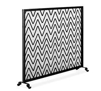 WOTZOV Fireplace Screens Old Wrought Iron Fireplace Screen Partition Floor Home Fireplace Door Decoration Golden Fireplace Spark Fence Guardrail 39.3×31.5 Inches Firep,Black