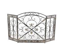 WOTZOV Fireplace Spark Protection Stunning Fireplace Screen for Stone Fireplace, Bronze Freestanding Fire Spark Guard for Child Safety, Decor Scroll Des