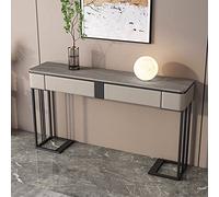 WOTZOV Folding Dining Table Console Table, Modern Narrow Table, TV Console Table with Storage Shelves and 2 Drawers, End Table, Sofa Side Table for Living Room, Bedroom,Grey 138x35x85cm