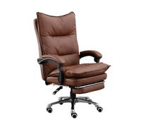 WOTZOV Home Executive Office Chair with Rubber Wheels Retro PU Leather Office Chair Ergonomic Three-Section High Back Support Comfy,Khaki,Bruin