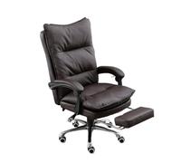 WOTZOV Home Executive Office Chair with Rubber Wheels Retro PU Leather Office Chair Ergonomic Three-Section High Back Support Comfy,Khaki,Dark Brown