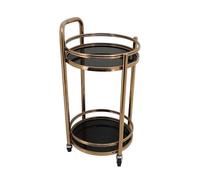 WOTZOV kitchen cart Luxury Round Metal Coffee Bar Cart 2-Tier Mini Rolling Utility Cart Tiered Tray Coffee Bar, Home Kitchen Serving Cart for Home, Dining Room, Party