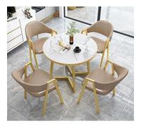 WOTZOV Modern 5-Piece Round Dining Table Set - Marble Top Table & 4 Chairs for Kitchen & Home Dining Stylish and 80x75cm/W31.5xH29.5in