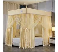 WOTZOV Modern Bed Canopy Mosquito Net, Single Bed Double Bed Bedroom Decorative Bed Curtain with Metal Stand，Yellow 1 180X200cm/71X79inch