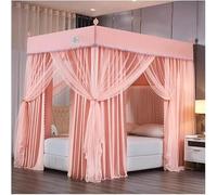 WOTZOV Modern Bed Canopy Mosquito Net, Single Bed Double Bed Bedroom Decorative Bed Curtain with Metal Stand，Pink 200X220cm/79X87inch