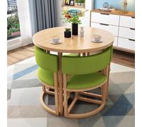 WOTZOV Modern Round Dining Table Set for 4 Space-Saving Kitchen Table with Fabric Chairs Ideal for Home Office Cafes and Small Spaces - Stylish & Functional