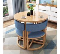 WOTZOV Modern Round Dining Table Set for 4 - Space-Saving Kitchen Table with Fabric Chairs Ideal for Home Office Cafes and Small Spaces - Stylish & Functional