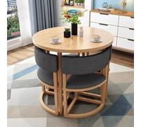 WOTZOV Modern Round Dining Table Set for 4 - Space-Saving Kitchen Table with Fabric Chairs Ideal for Home Office Cafes and Small Spaces - Stylish and Functional Furniture