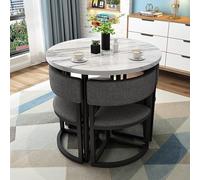 WOTZOV Modern Round Dining Table Set For 4 With Business Negotiation Table And Chairs Ideal For Balcony And Living Room Dining Area.,Blackfabric One Size