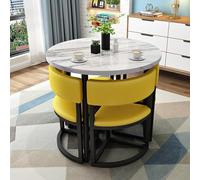 WOTZOV Modern Round Dining Table Set For 4 With Business Negotiation Table And Chairs Ideal For Balcony And Living Room Dining Area.,Yellowleather One Size