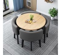 WOTZOV Modern Wooden Dining Table Set for 4 Round/Square Kitchen Table with Chairs and Reception Table Combo Ideal for Living Room or Dining Room，A 80cm(31.5in)