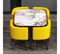 WOTZOV Premium 5-Piece Round Dining Set - E1-Grade Table & 4 Chairs for Kitchen Dining Room Bar Office Outdoor Hotel Bakery Lounge - 80x75cm，K