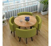 WOTZOV Premium 5-Piece Round Dining Set - E1-Grade Table & 4 Chairs for Kitchen Dining Room Bar Office Outdoor Hotel Bakery Lounge - 80x75cm，O