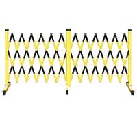 WOTZOV Retractable Traffic Fence, Industrial Expandable Metal Barricade, Mobile Safety Barrier Gate, Easy to Move, for Garages, Schools, Malls，1.2x5m/3.9x16.4ft