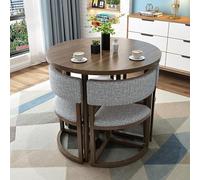 WOTZOV Round Conference Table and Chairs Set for 4 Modern Kitchen Dining Table Set with Metal Frame 5 Piece Dining Set for Small Spaces and Apartments Leather Color.，Cloth r 80CM/31.5in