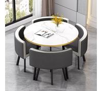 WOTZOV Round Dining Table Set 5 Piece 80Cm Round Table With 4 Chairs Perfect For Reception Living Room Office Or Kitchen Modern Style Dining Set