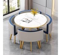 WOTZOV Round Dining Table Set 5 Piece Round Table With 4 Chairs Ideal For Reception Living Room Office Or Kitchen 80Cm Size Modern Style