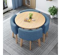 WOTZOV Round Office Table Set for 4 Modern Dining Table for Business Meetings Elegant Reception Desk for Living Room Stylish Conference Table Set，Blu