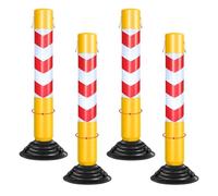 WOTZOV Safety Bollard Post, Flexible Delineator Post With Rubber Base & Hook, Traffic Cone Divider Pole For Intersections/Construction Work/Motorway,75Cm 2Pcs,75CM 4pcs