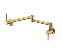 WOTZOV Sink Mixer Taps,All Bronze Folding Single Cold Water Basin Faucet Horizontal into The Wall Chrome Sink Faucet Water-Tap/Gold，Gold