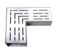 WOTZOV Stainless Steel Trench Drain Kit, Rectangular Channel Drain System, Patio Bathroom Driveway Sidewalk Outdoor Trench Cover And Grates, Removable Slim Drainage Trench,Silver 25x15x4CM