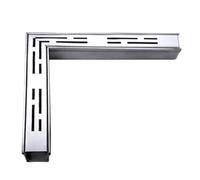 WOTZOV Stainless Steel Trench Drain Kit, Rectangular Channel Drain System, Patio Bathroom Driveway Sidewalk Outdoor Trench Cover And Grates, Removable Slim Drainage Trench,Silver 25x3.5x3CM