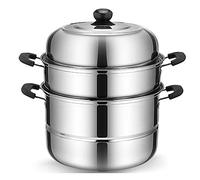 WOTZOV Steamer Pot,Steamer Cookware,Soup Pot,Grade Stainless Steel,-Shaped Energy-Saving Pot Bottom/30Cm，32Cm