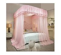 WOTZOV Summer Bed Canopy Mosquito net with Metal Bracket, Single/Double/King Bed Curtain Bedroom Decoration, 6 Colors, Multiple Specifications，Pink 1 180X200CM