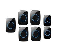 WOTZOV Waterproof LED Home Wireless Doorbell, 1000 Feet Long Range Door Chime,2 Push Button+5 Receivers,36 Ringtones,4 Volume Levels,Easy Install for Home/School/Office,Black,Black