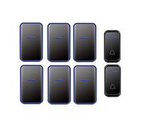 WOTZOV Waterproof Wireless Doorbell, Wall Plug-In Cordless Chime with Mute Mode,300M/1000Ft Range,2 Push Button+6 Receivers,38 Ringtones LED Indicator,4 Volume Level,White,Black