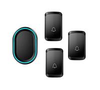 WOTZOV Wireless Doorbell, 3 Push Button And 1 Receivers,Waterproof Wall Plug-In Cordless Door Chime with Power-Off Memory Function,LED Flash,300M Range,58 Ringtones,4 Volume Levels,White,Black