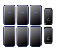 WOTZOV Wireless Doorbell Waterproof, 2 Transmitters 6 Receivers AC Wall Plug-In Cordless Doorbell, 38 Music Ringtones/Led Blue Light Flicker Remind, 300M Ultra-Long Range,Black,Black