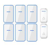 WOTZOV Wireless Doorbell Waterproof, 2 Transmitters 6 Receivers AC Wall Plug-In Cordless Doorbell, 38 Music Ringtones/Led Blue Light Flicker Remind, 300M Ultra-Long Range,Black,White