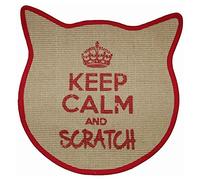 Wouapy Cat Head scratching mats in sisal, design scratcher with red writing,