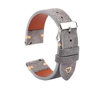 WOUKUP Quick Release Suede Leather Watch Bands Vintage Watchband for Men Watch Strap 18mm 19mm 20mm 21mm 22mm gray & sliver buckle