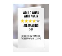 Would Work with Again, Funny Leaving Card for Chef, Farewell, Great Gift for Colleagues, Boss, Manager, Goodbye, Christmas, Joke, Silly, Gag, A5-223a_137