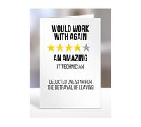 Would Work with Again, Funny Leaving Card for IT Technician, Farewell, Great Gift for Colleagues, Boss, Manager, Goodbye, Christmas, Joke, Silly, Gag, A5-223b_139