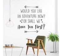 Would You Like an Adventure Now Or Shall We Have Tea First Vinyl Wall Sticker Quote Travel Decal Arrow Home Decor Kids Room 57x57cm