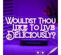 Wouldst Thou Like to Live Deliciously? Halloween Neon Sign Purple Neon Light for Wall Decor, USB Powered Led light up Halloween Sign for Bedroom, Club, Halloween Party Wall Decor
