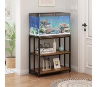 WOULHOMY Fish Tank Stand for 20 Gallon Aquarium, Metal Aquarium Stand with 3-Tier Shelves, Breeder Reptile Tank Stand for Home Office 26.96” x 15.74” x 33.26” (Black)