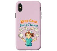 Wound Care Nurse Keep Calm Pass Gauze Funny Nursing WOCN Case for iPhone X/XS
