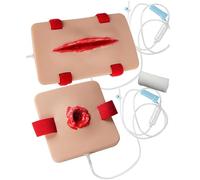 Wound dressing and tourniquet simulator manikin, 2 pieces wound dressing tourniquet training manikin, wearable, wound skin simulation module, for medical courses, hemostasis first aid practice