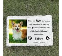 WouND Personalised Pet Dog Garden Memorial Stone Plaque Grave Marker, Headstone For Dog Cat, Sympathy Poem-Those we Love Don't go Away.and Very Dear.-Customizable Photos