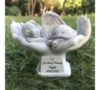WouND Personalized Memorial Dog Angel Tribute Statue with in God's Hands, Pet Dog Grave Marker Headstone Memorial Garden Stones-Customizable Name and Date