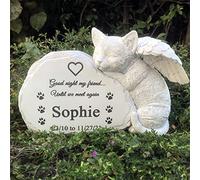 WouND Personalized Pet Cat Memorial Stone with A Sleeping Cat Angel Statue, Cat Grave Markers, Cat Headstone Tombstone for Outdoor Garden, One Size, Full Color