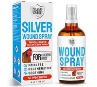 Wound Spray For Chicken & All Birds - Suitable for Chicken Skin Treatment - Help with Pecking Sores, Bumblefoot, Cuts & Wounds - Poultry Spray with No GMOs - Colloidal Silver in Compound - 4-Oz Bottle