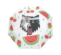 Wound Wolf Fruit Umbrella Windproof Automatic Foldable Umbrells Auto Open Close for Men Women Kids