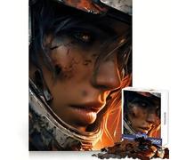 Wounded Female Sci-Fi Warrior Portrait 1000 Piece Jigsaws for Adults Puzzle Improve Memory Happy Idle Time Laser Cut Art Xmas Gift (50x75cm)